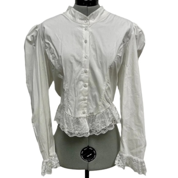 NWOT Batsheva 6 Grace Blouse White 
Victorian Cottagecore Prairie Lace Poplin - Picture 5 of 11
